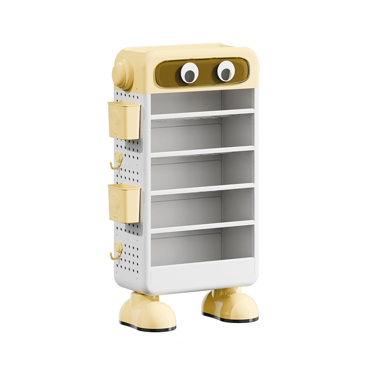 Cartoon Book Storage Rack with Wheels Side Baskets