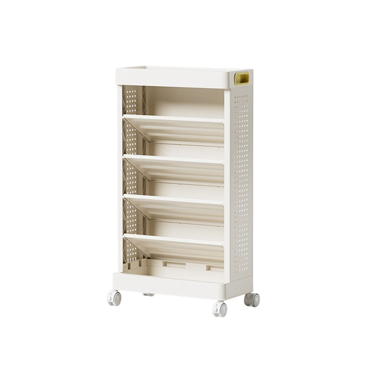 5-Tier Freestanding Mobile Storage Bookshelf Rolling