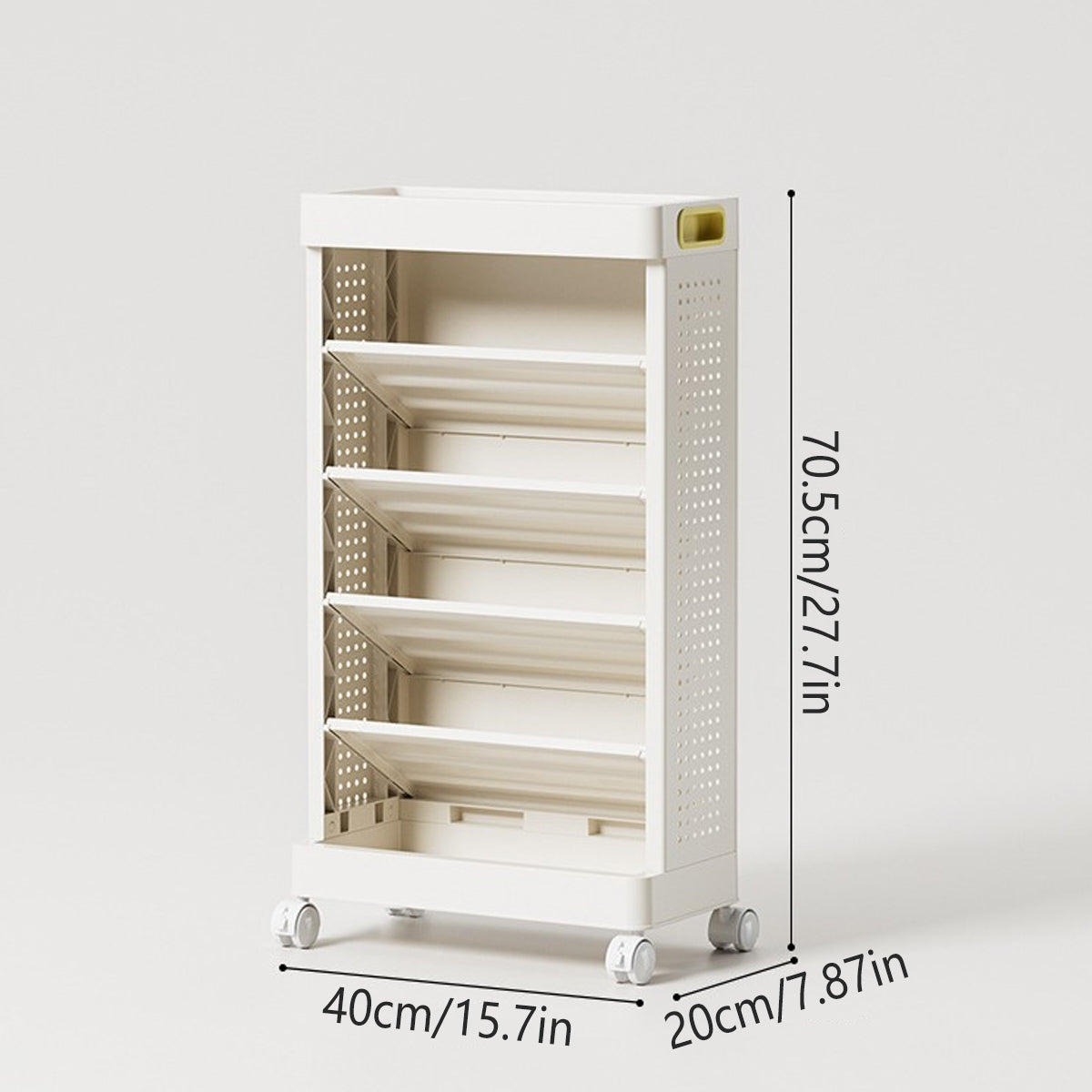 5-Tier Freestanding Mobile Storage Bookshelf Rolling