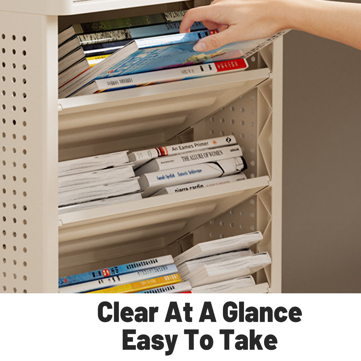 5-Tier Freestanding Mobile Storage Bookshelf Rolling