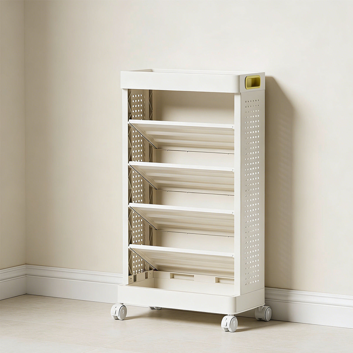 5-Tier Freestanding Mobile Storage Bookshelf Rolling