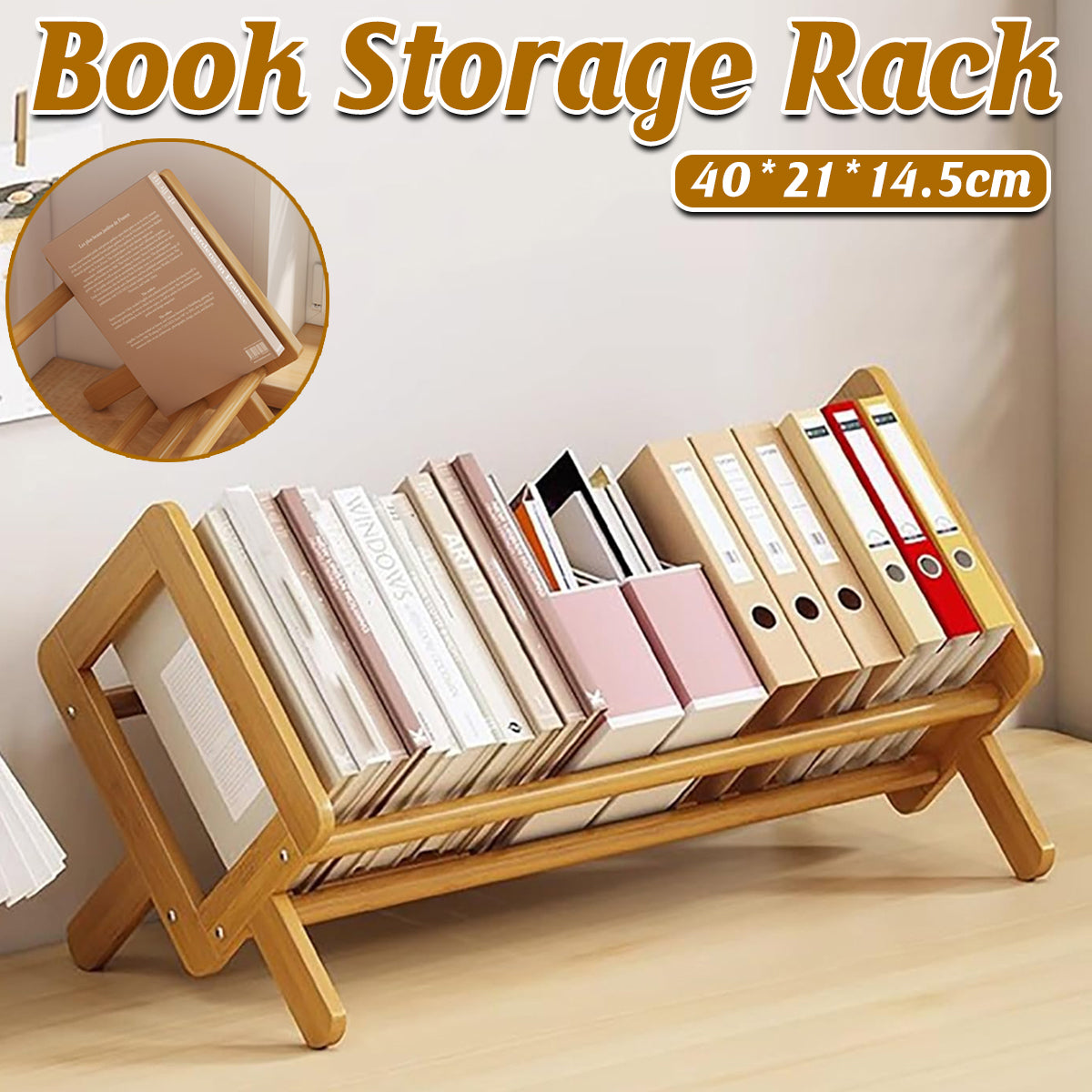 Bamboo Desktop Bookshelf Organizer for Home and Office