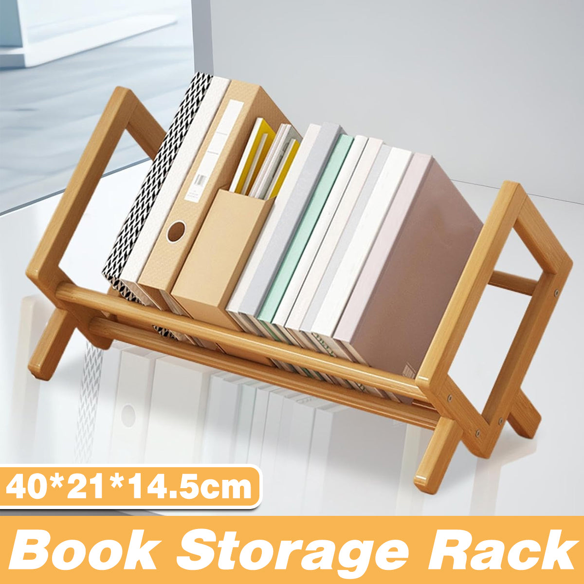 Bamboo Desktop Bookshelf Organizer for Home and Office