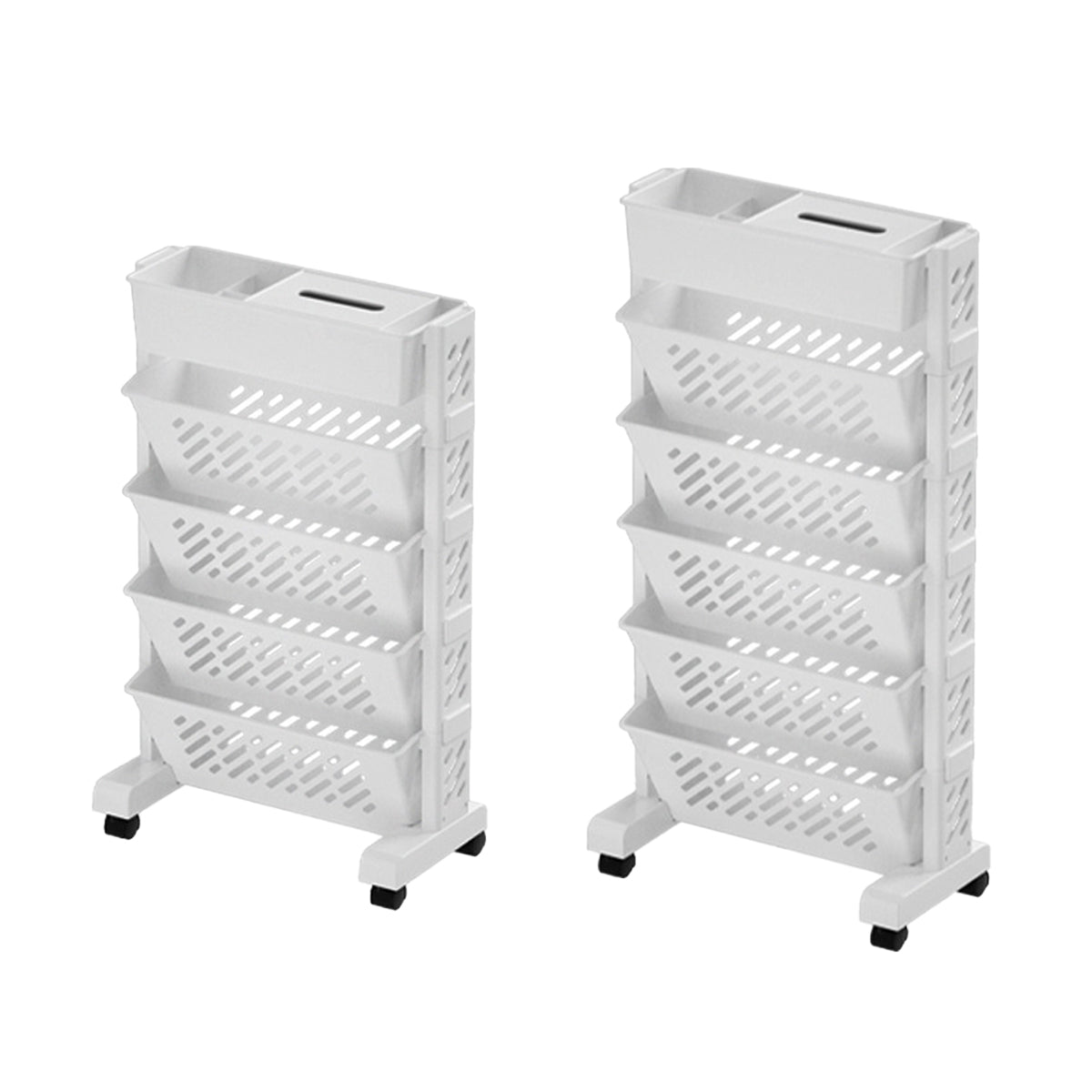 5 / 6 Tiers Rolling Bookshelf Storage Cart with Mobile Space Saving Design