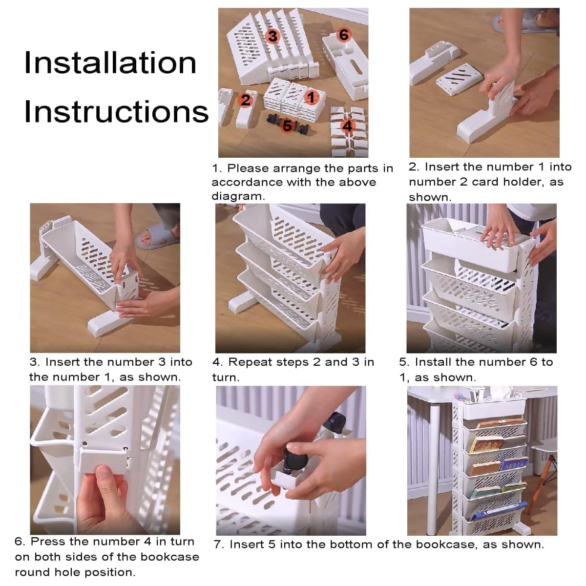 5 / 6 Tiers Rolling Bookshelf Storage Cart with Mobile Space Saving Design
