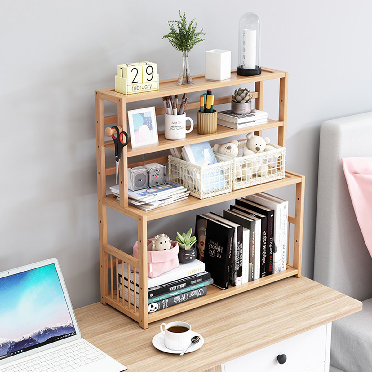3-Tier Bamboo Bookshelf for Desktop Storage