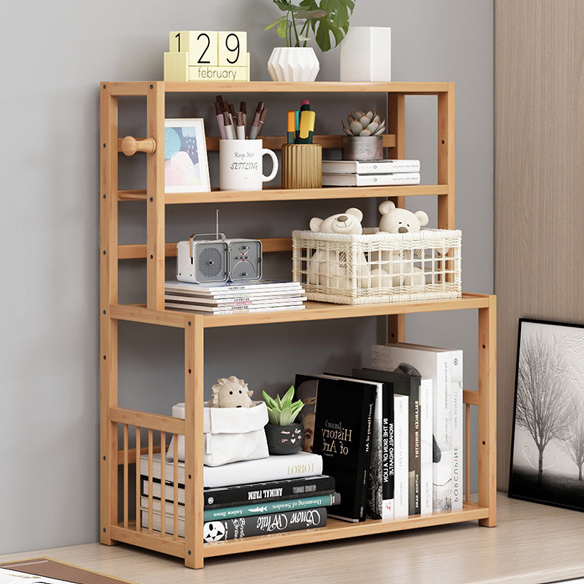 3-Tier Bamboo Bookshelf for Desktop Storage