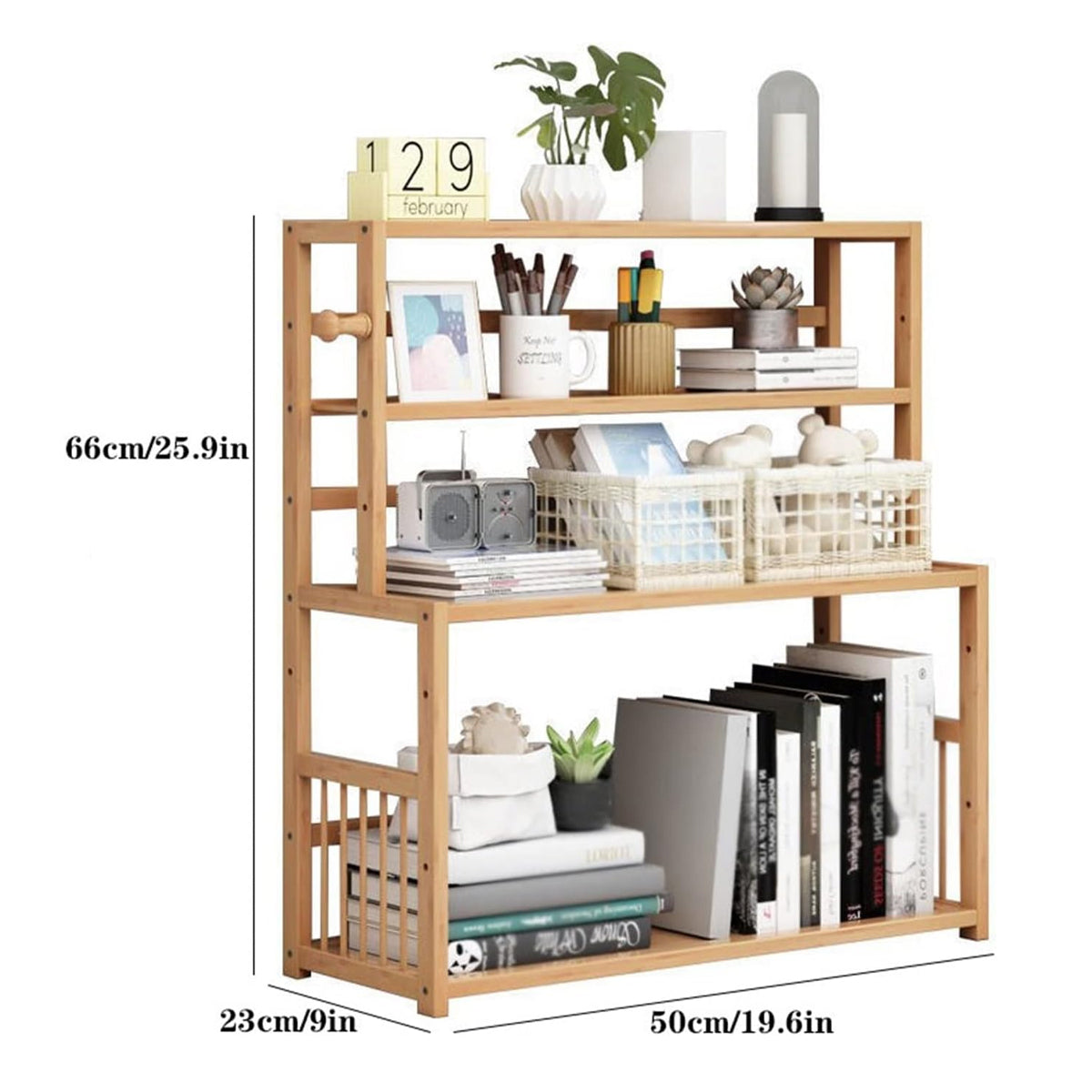 3-Tier Bamboo Bookshelf for Desktop Storage