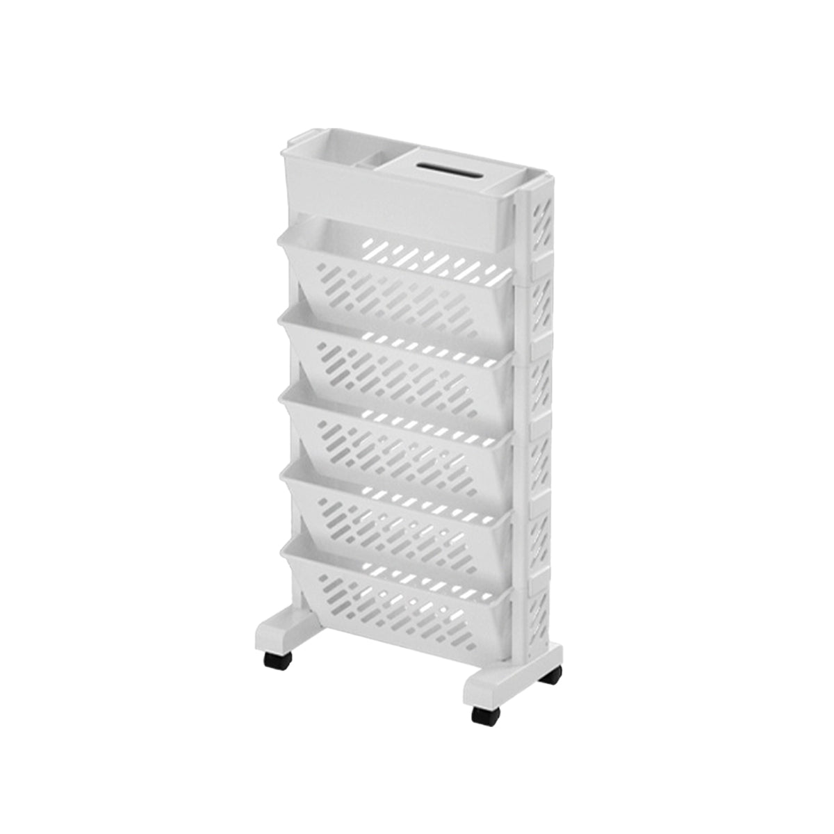 5 / 6 Tiers Rolling Bookshelf Storage Cart with Mobile Space Saving Design