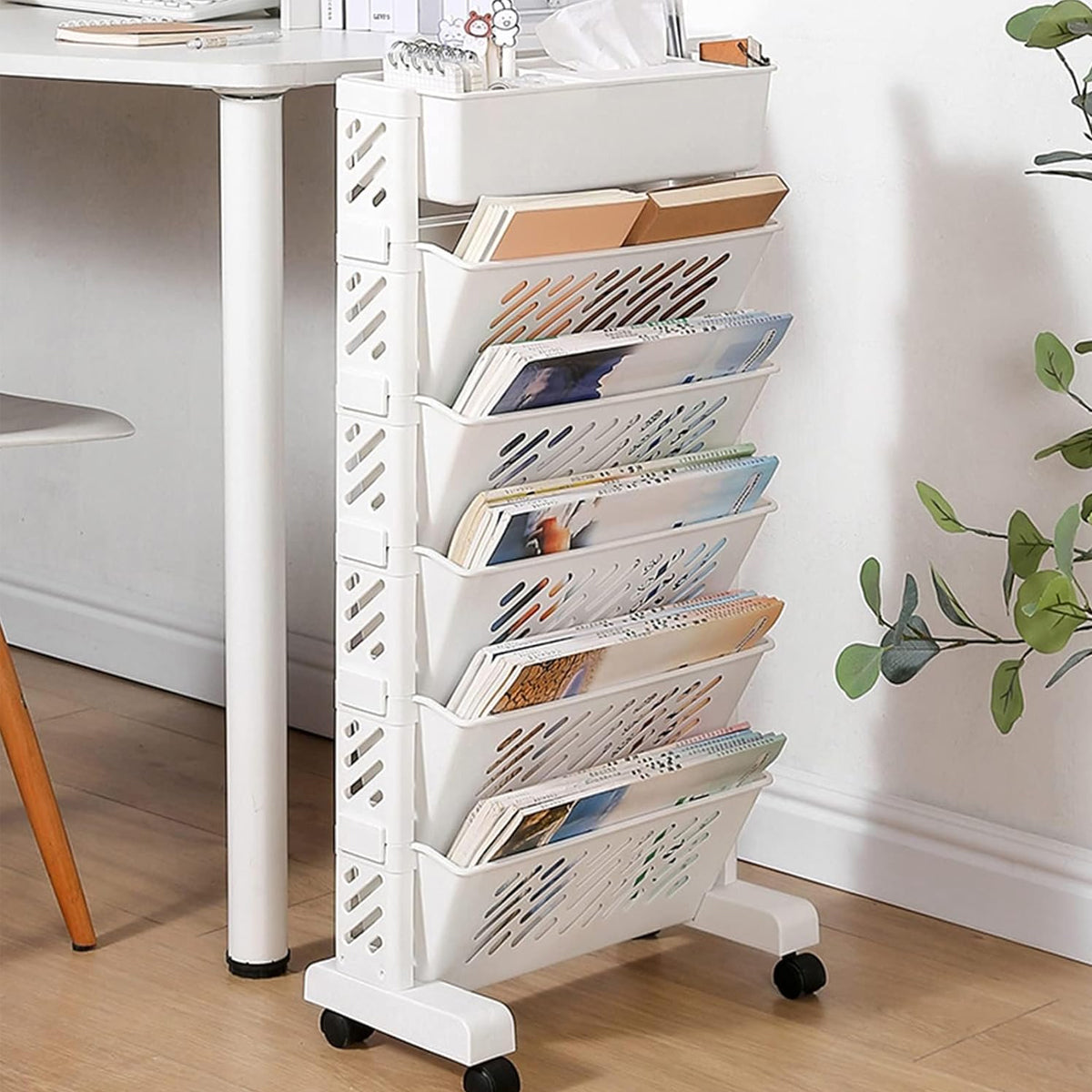 5 / 6 Tiers Rolling Bookshelf Storage Cart with Mobile Space Saving Design