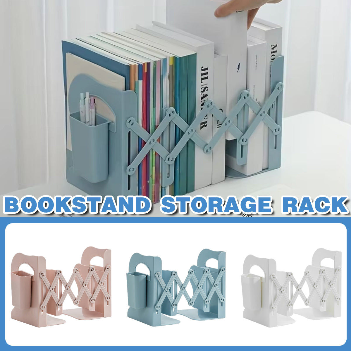 Retractable Book Stand Desk Organizer with Pen Holder
