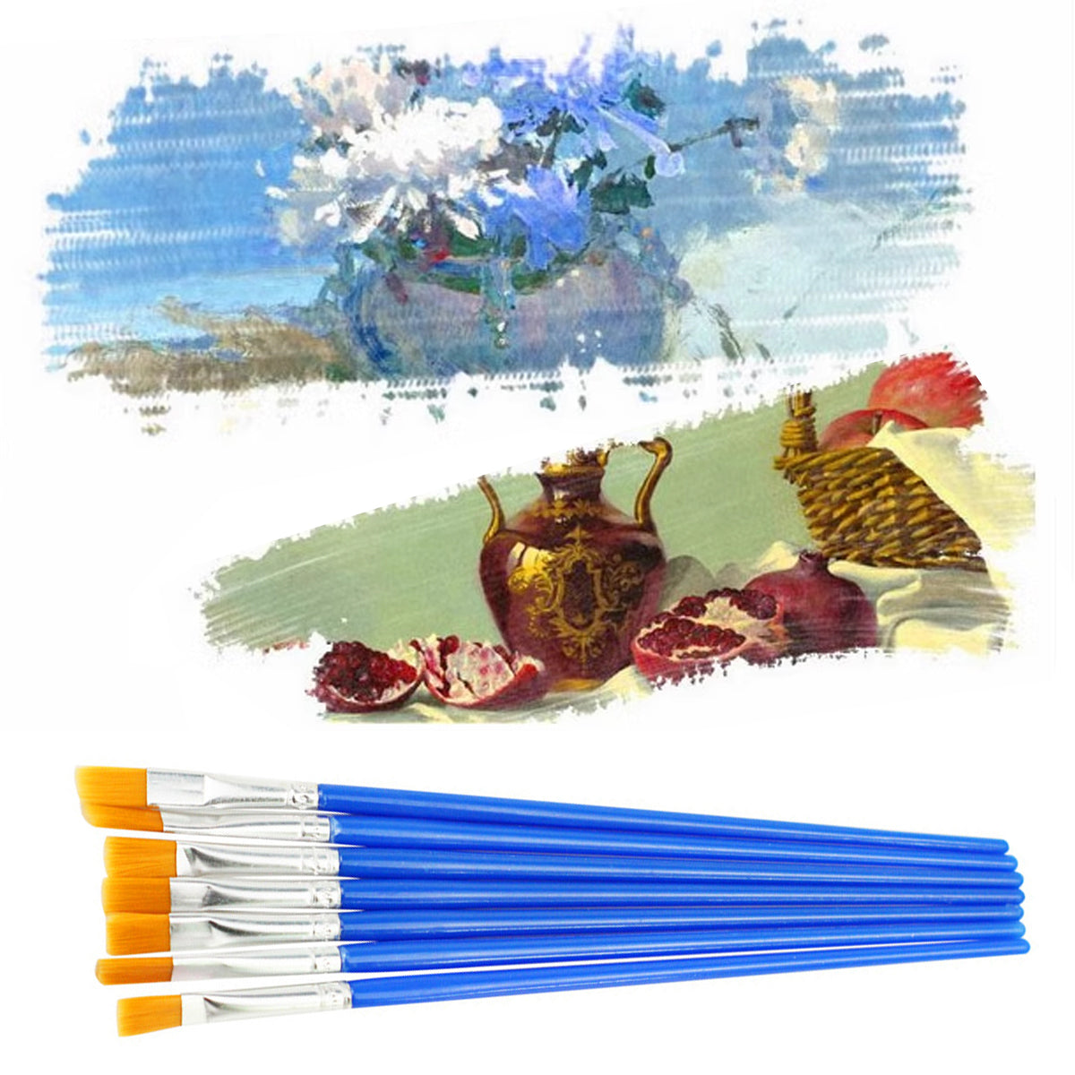 50/100 Pcs Plastic Flat Tip Hook Line Brushes for Kids DIY Ceramics & Watercolor Painting