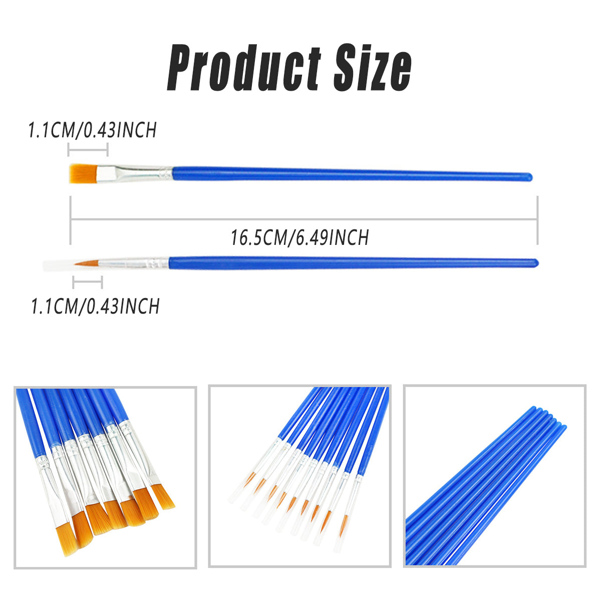 50/100 Pcs Plastic Flat Tip Hook Line Brushes for Kids DIY Ceramics & Watercolor Painting