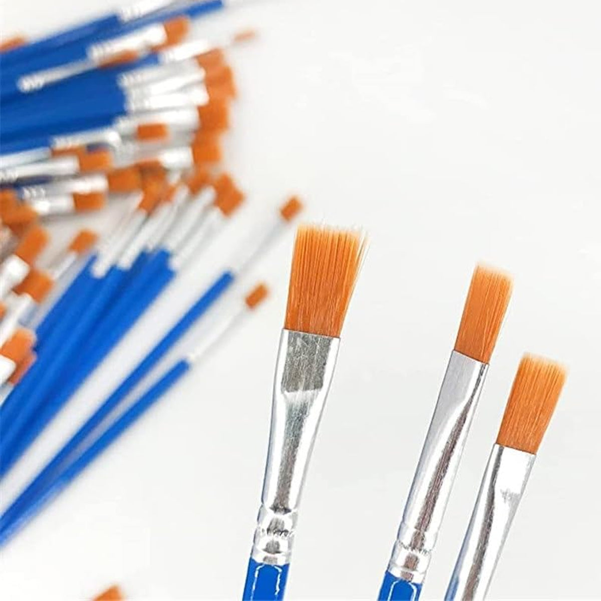 50/100 Pcs Plastic Flat Tip Hook Line Brushes for Kids DIY Ceramics & Watercolor Painting