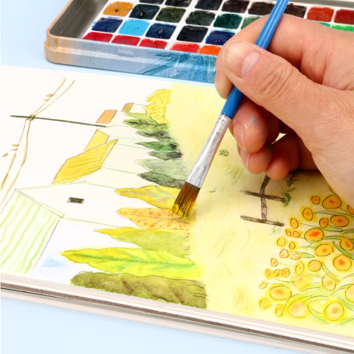 50/100 Pcs Plastic Flat Tip Hook Line Brushes for Kids DIY Ceramics & Watercolor Painting