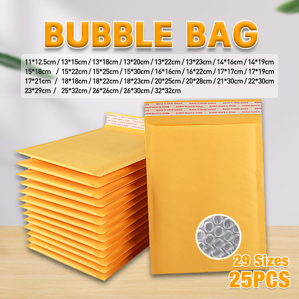 25 Pcs Bubble Mailer Envelopes Kraft Padded Yellow Bags