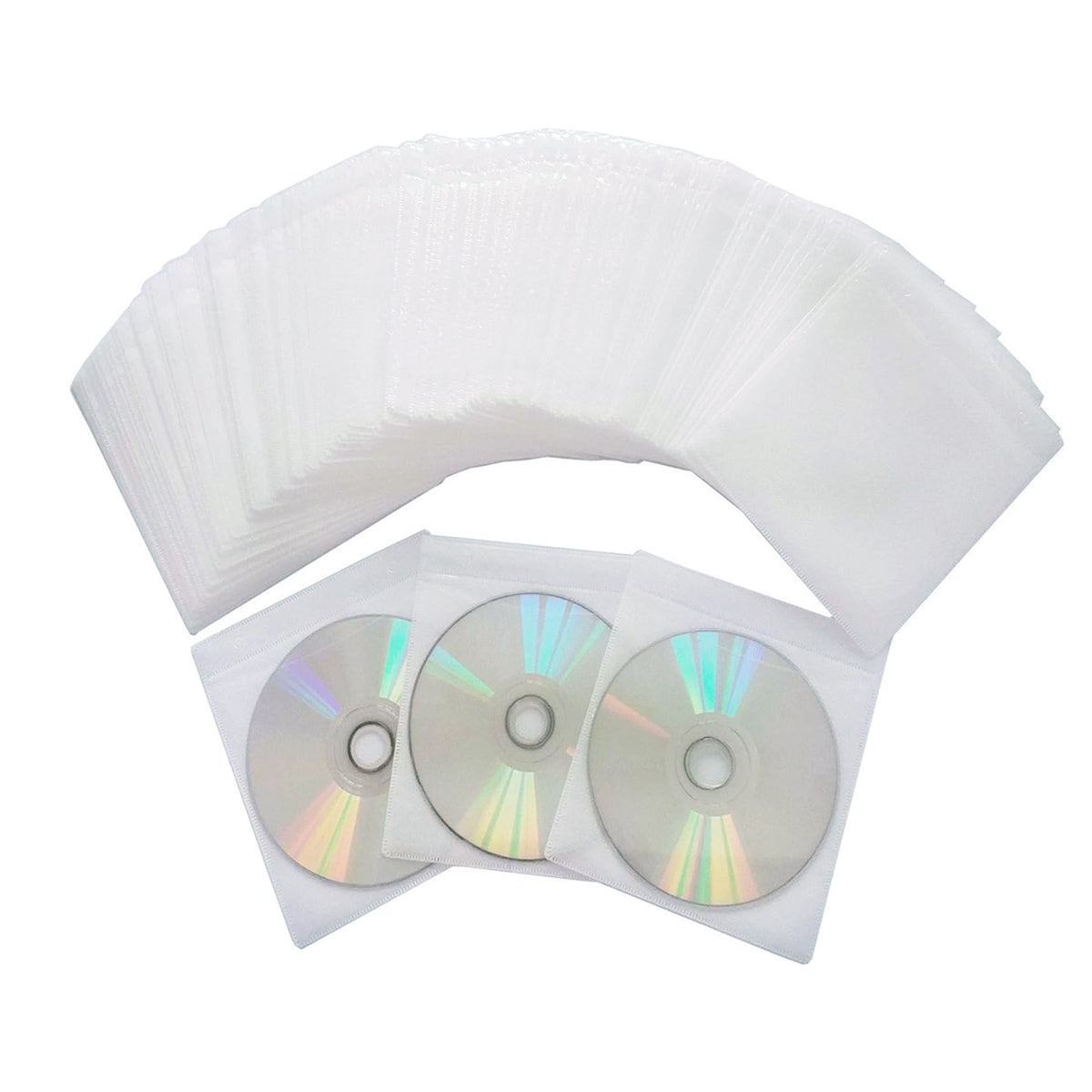 100 Pcs CD DVD Double Sided Plastic Sleeves Storage