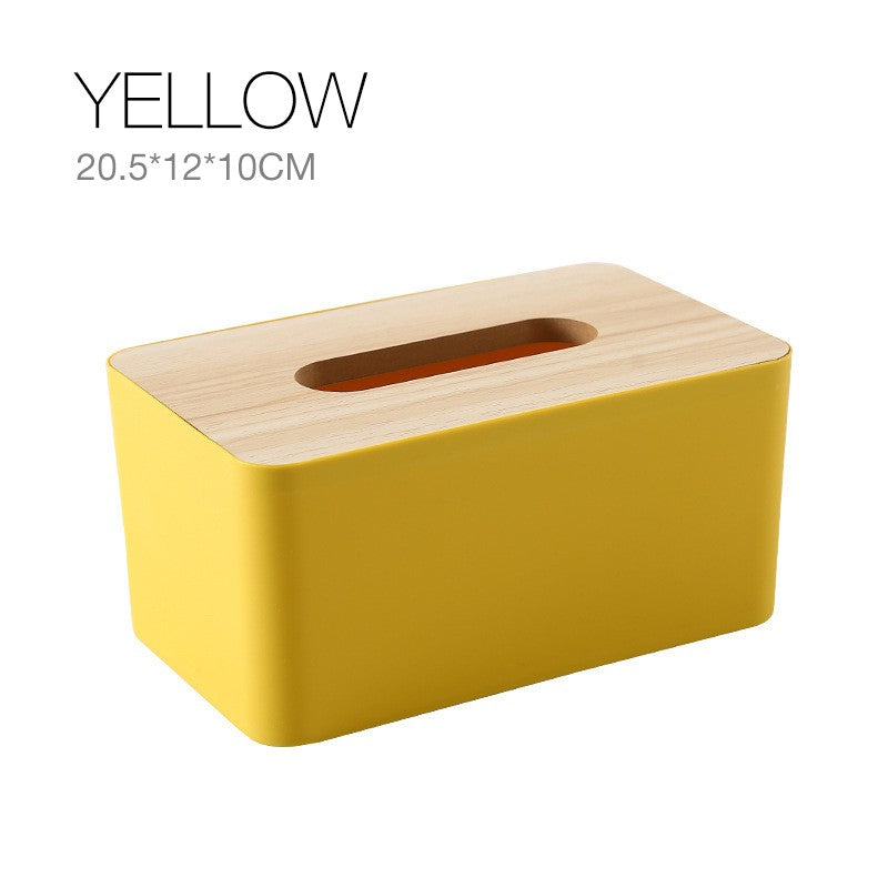Tissue Box Holder Paper Storage Case with Wooden Cover