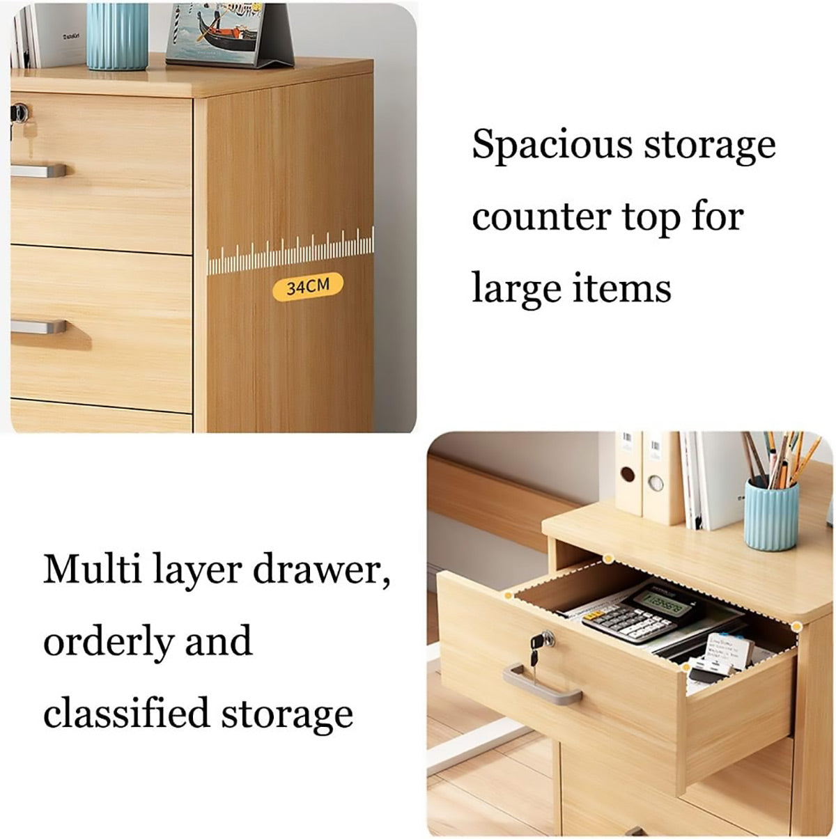 Large Lockable Wooden Office Filing Cabinet