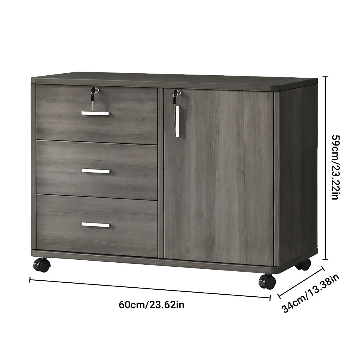 Large Lockable Wooden Office Filing Cabinet