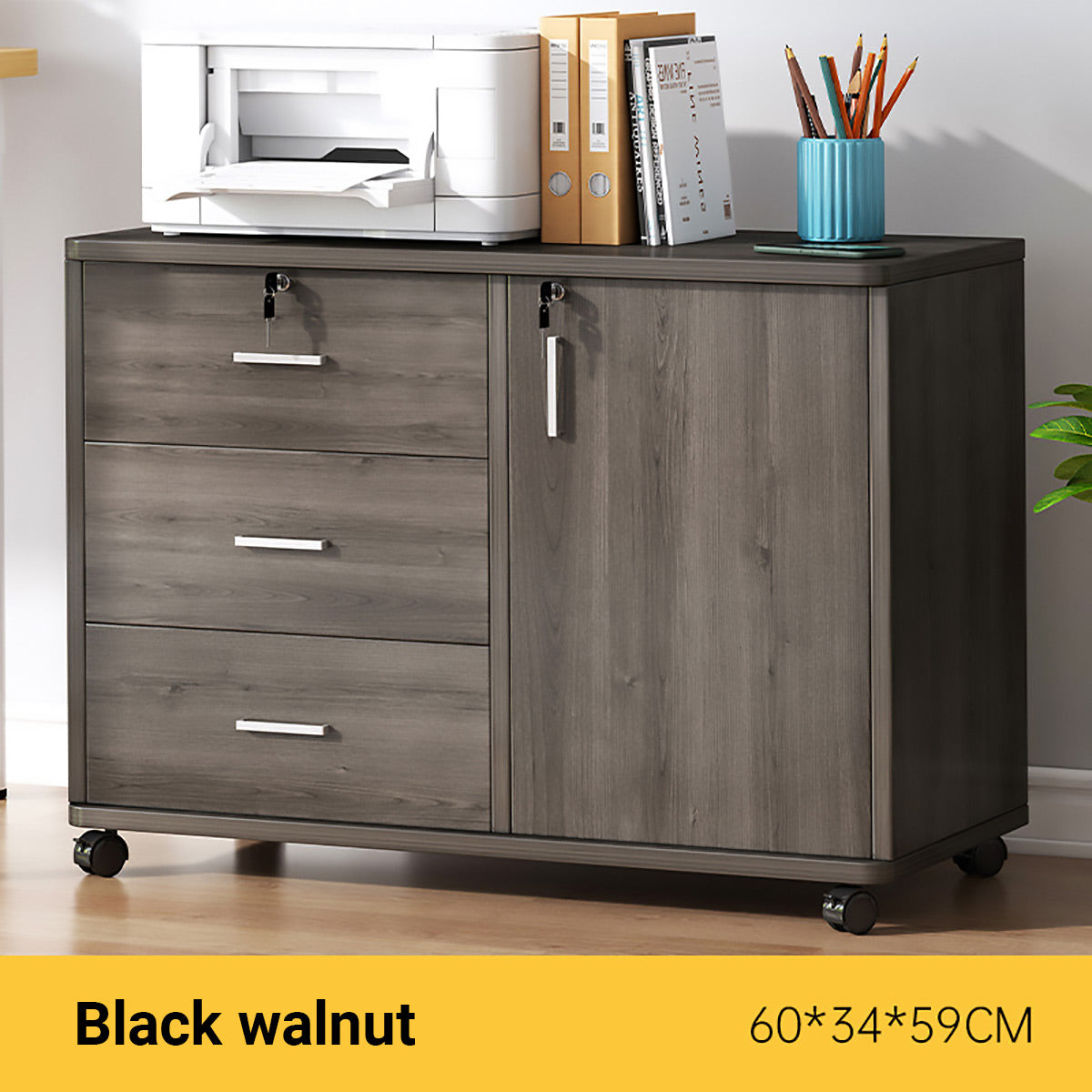 Large Lockable Wooden Office Filing Cabinet