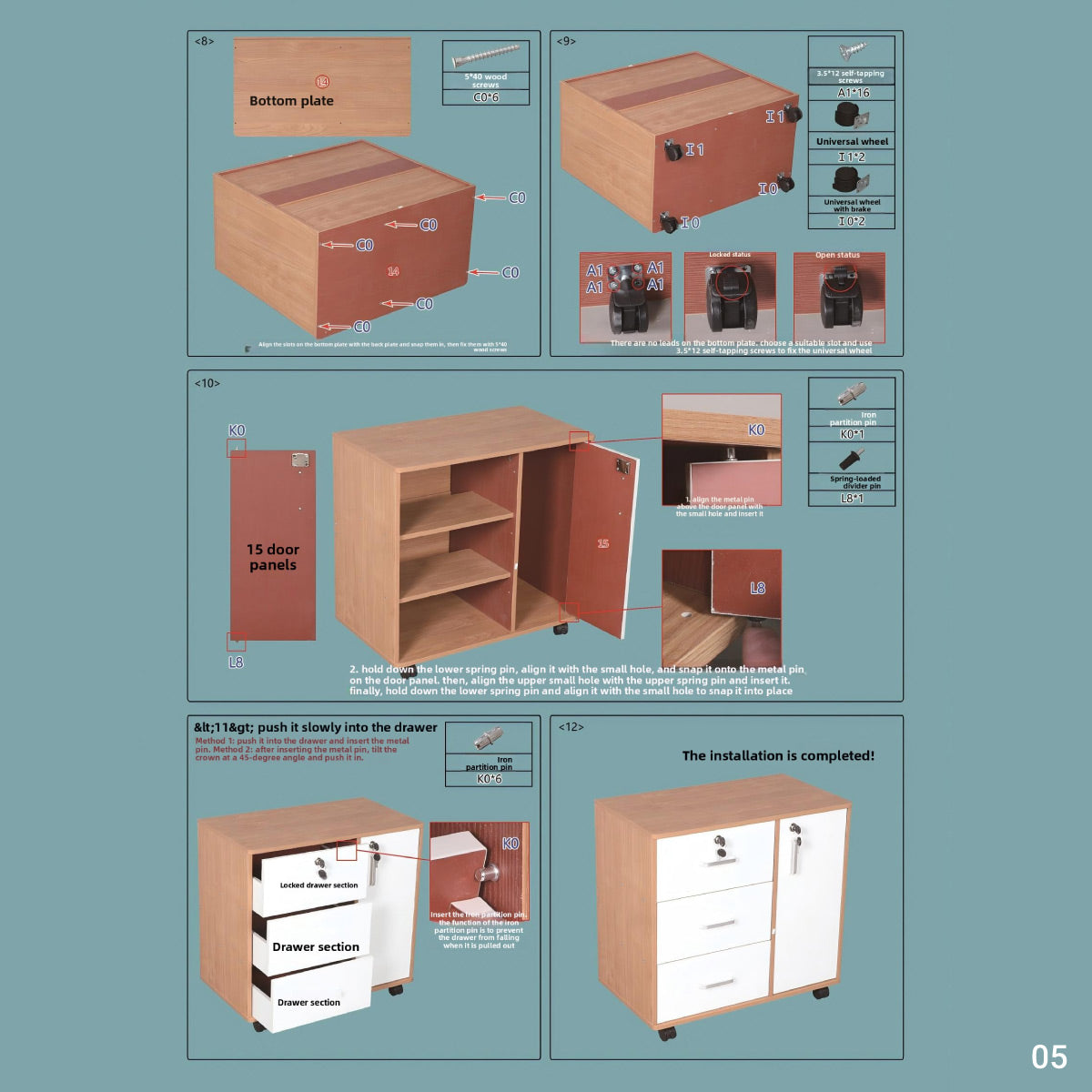 Large Lockable Wooden Office Filing Cabinet