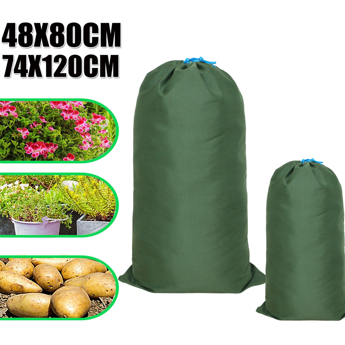 Canvas Drawstring Bag Large Storage Clothes Craft Army Green