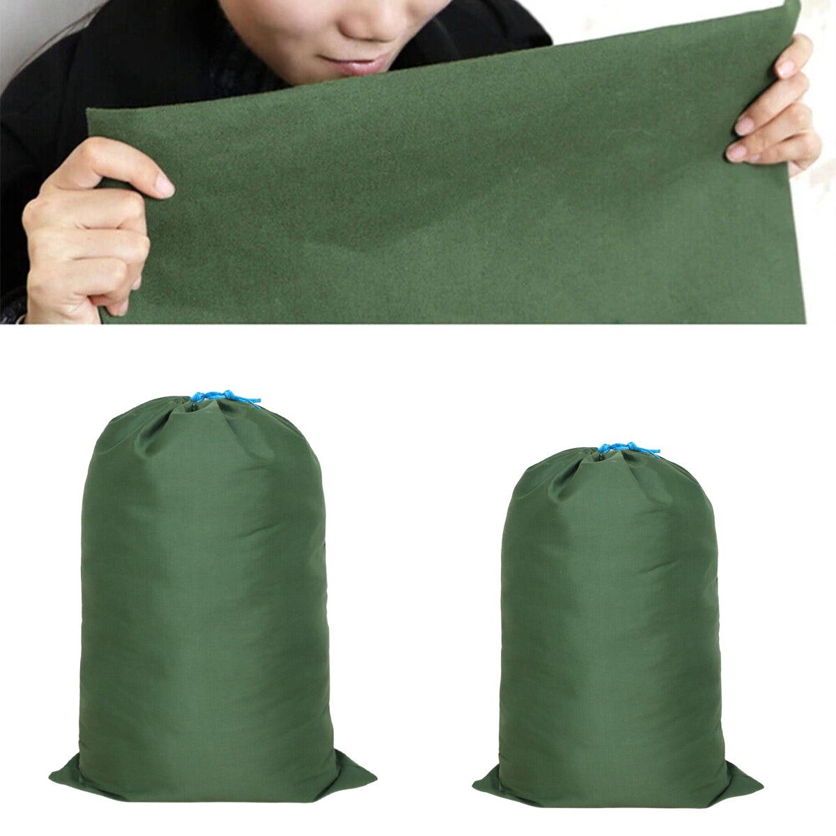 Canvas Drawstring Bag Large Storage Clothes Craft Army Green
