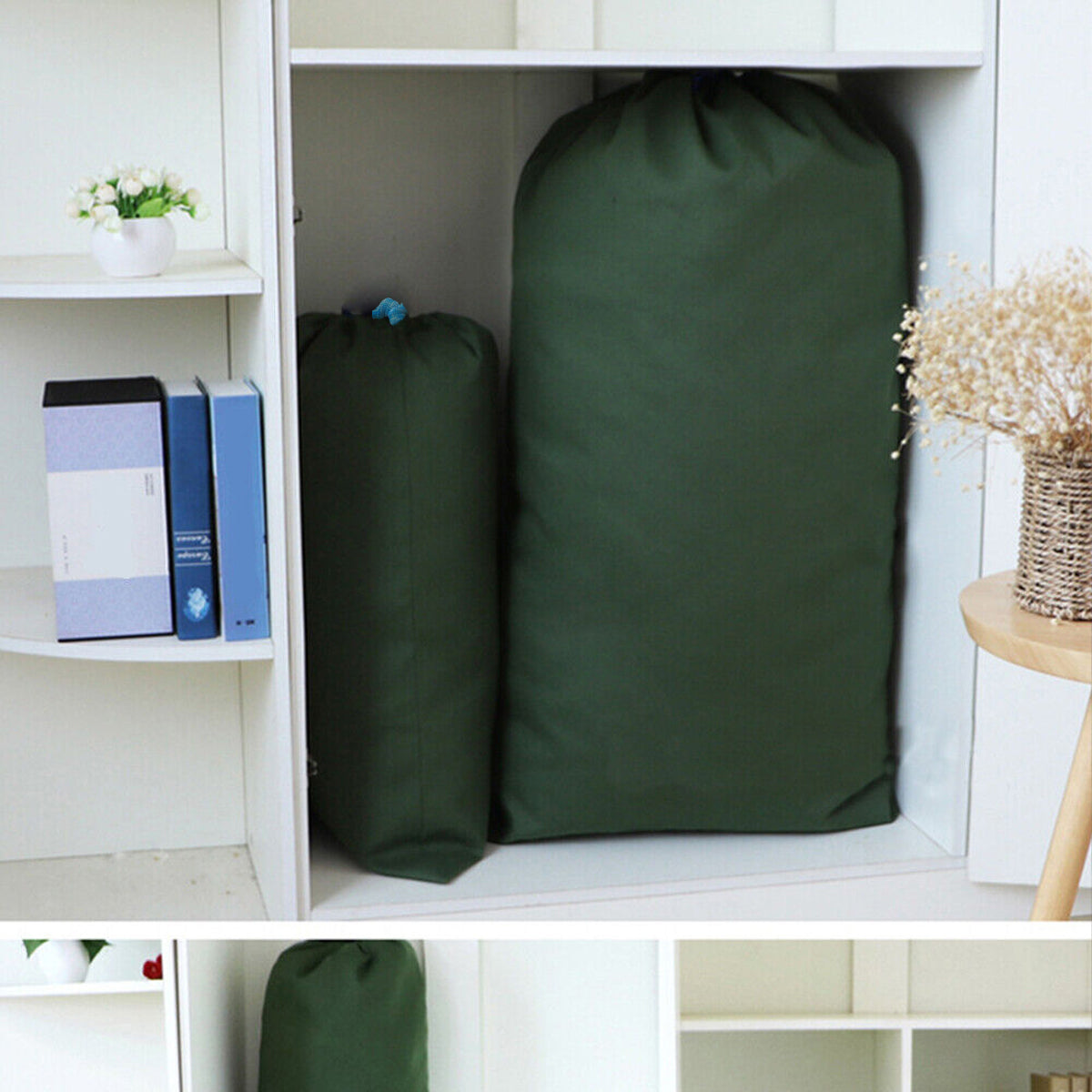 Canvas Drawstring Bag Large Storage Clothes Craft Army Green