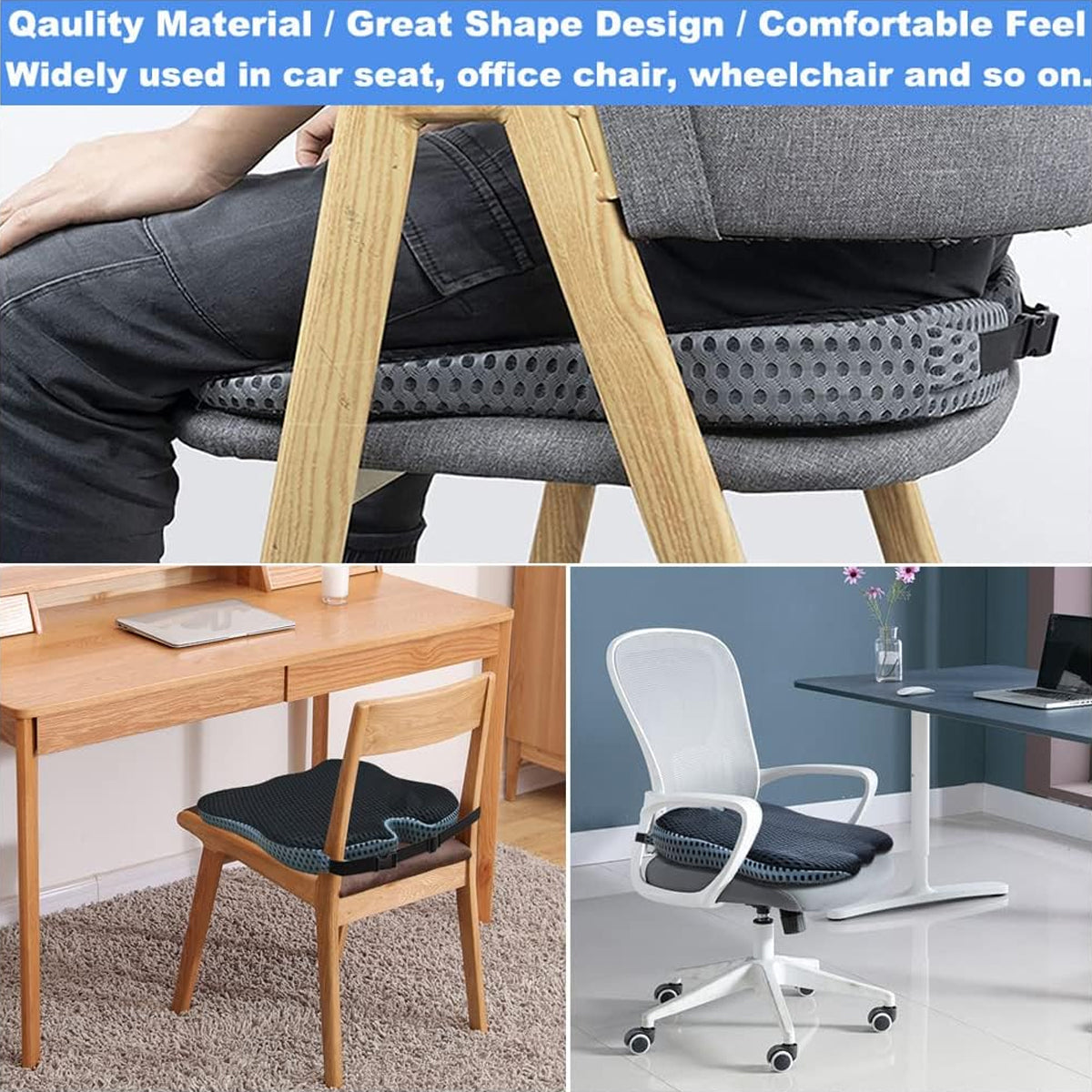 Memory Foam Seat Cushion with U-Shape Cut-Out