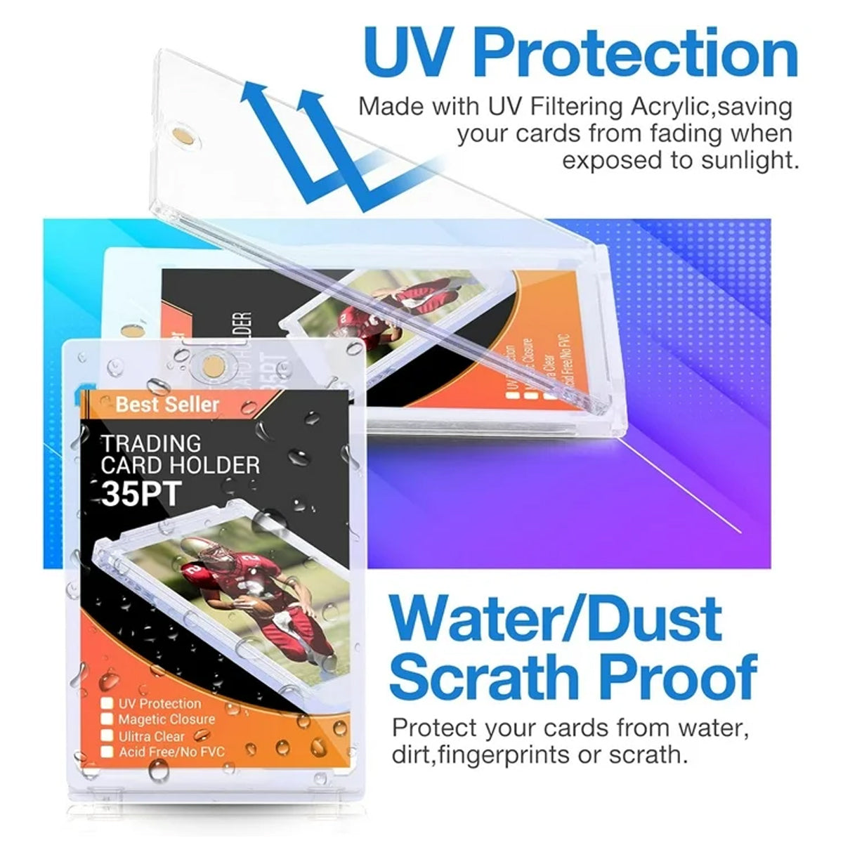 Magnetic Card Sleeve Protector Clear UV Acrylic Case for ID Bank Card Use