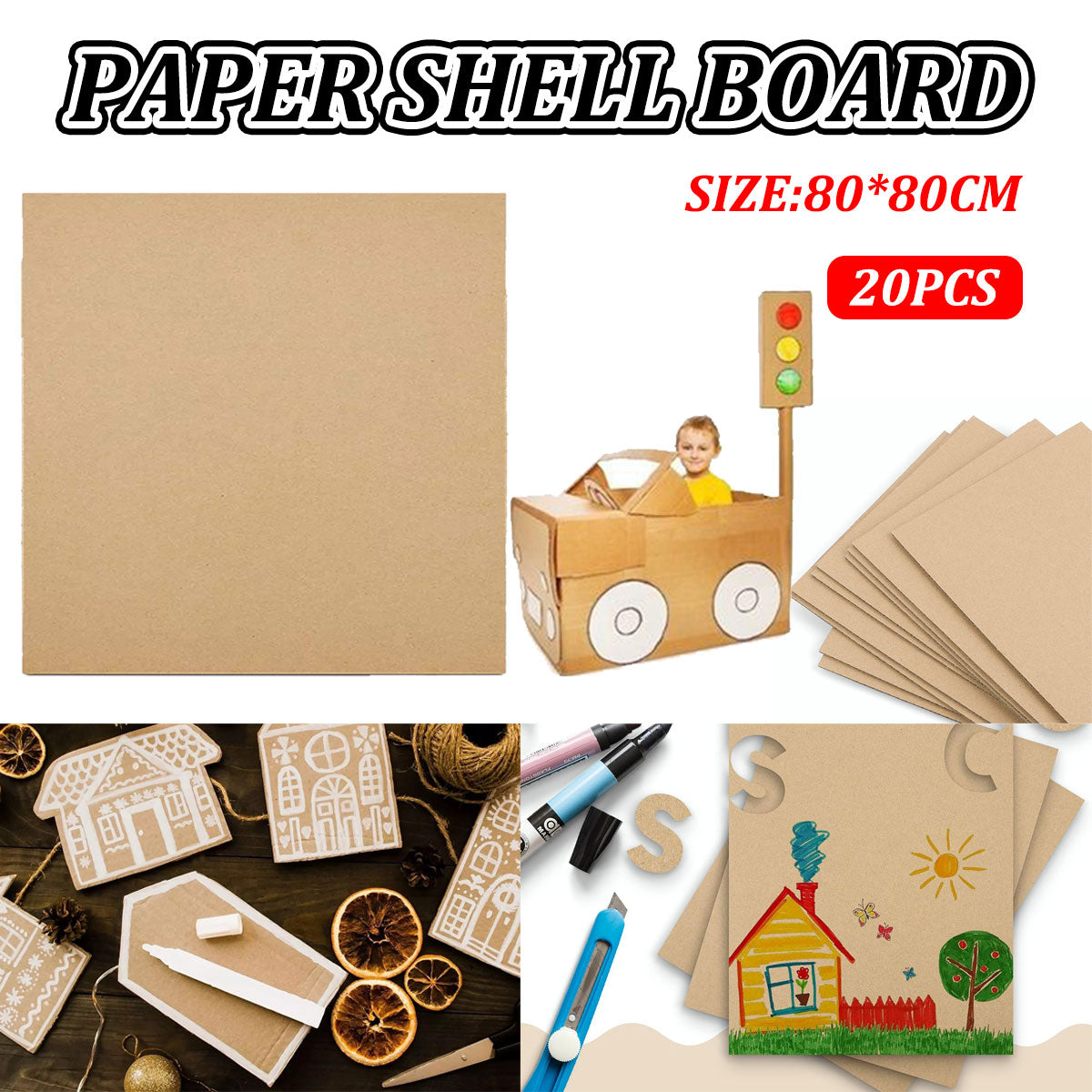 Corrugated Cardboard Sheets 20pcs 80x80cm