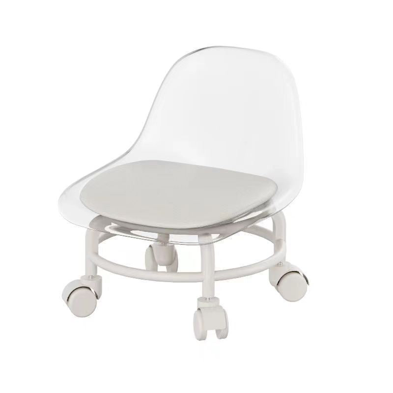 Rolling Stool with Acrylic Backrest and Wheels
