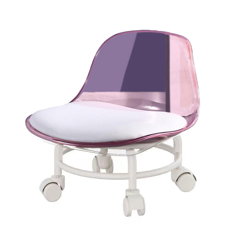 Rolling Stool with Acrylic Backrest and Wheels