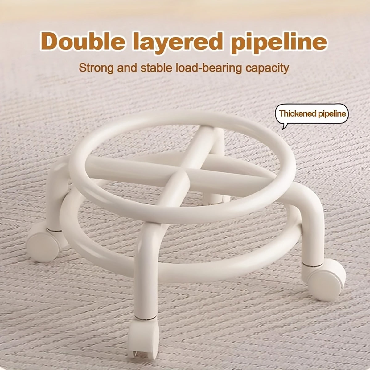 Rolling Stool with Acrylic Backrest and Wheels