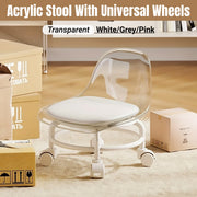 Rolling Stool with Acrylic Backrest and Wheels
