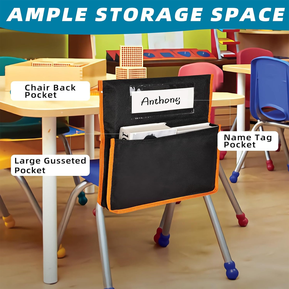 12 Pcs Classroom Chair Back Storage Bags Oxford