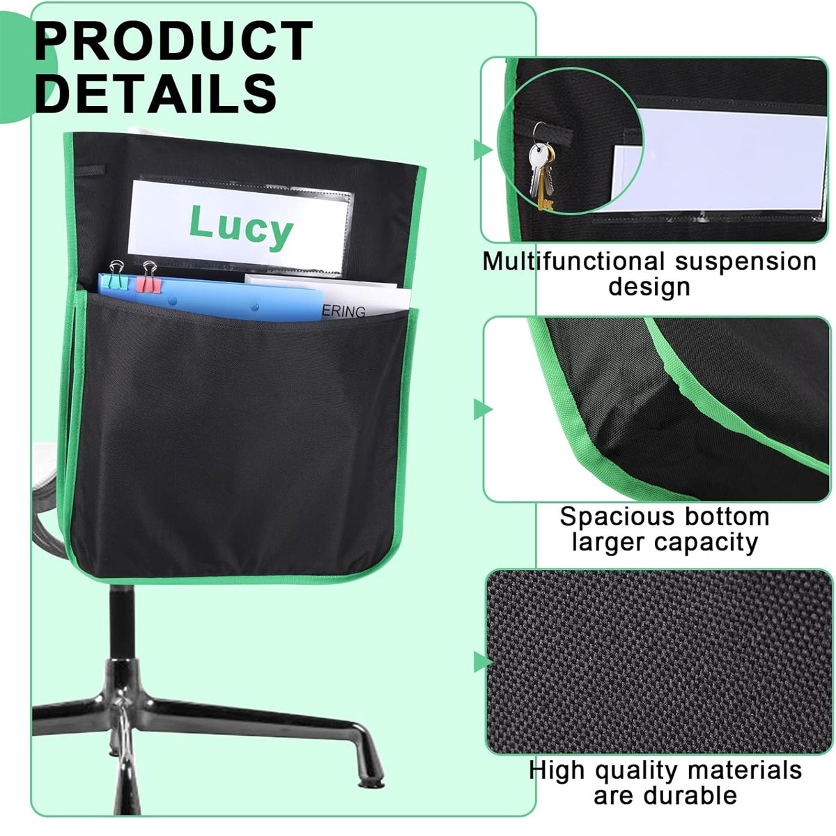 12 Pcs Classroom Chair Back Storage Bags Oxford