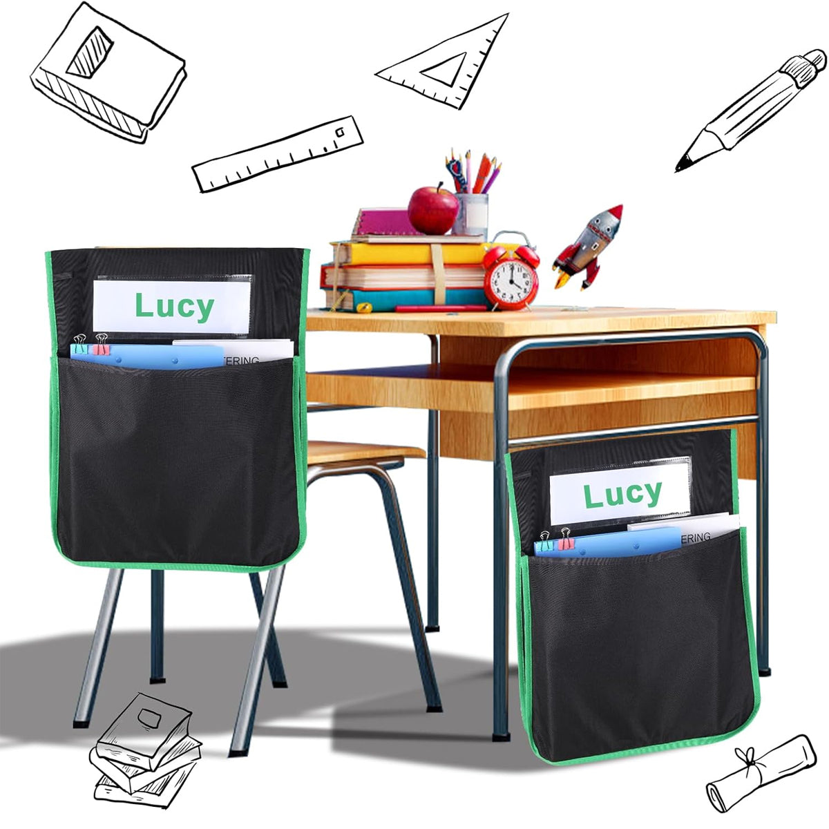 12 Pcs Classroom Chair Back Storage Bags Oxford