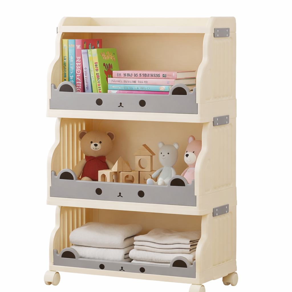 Multi-Tier Foldable Storage Rack Lockable Wheels