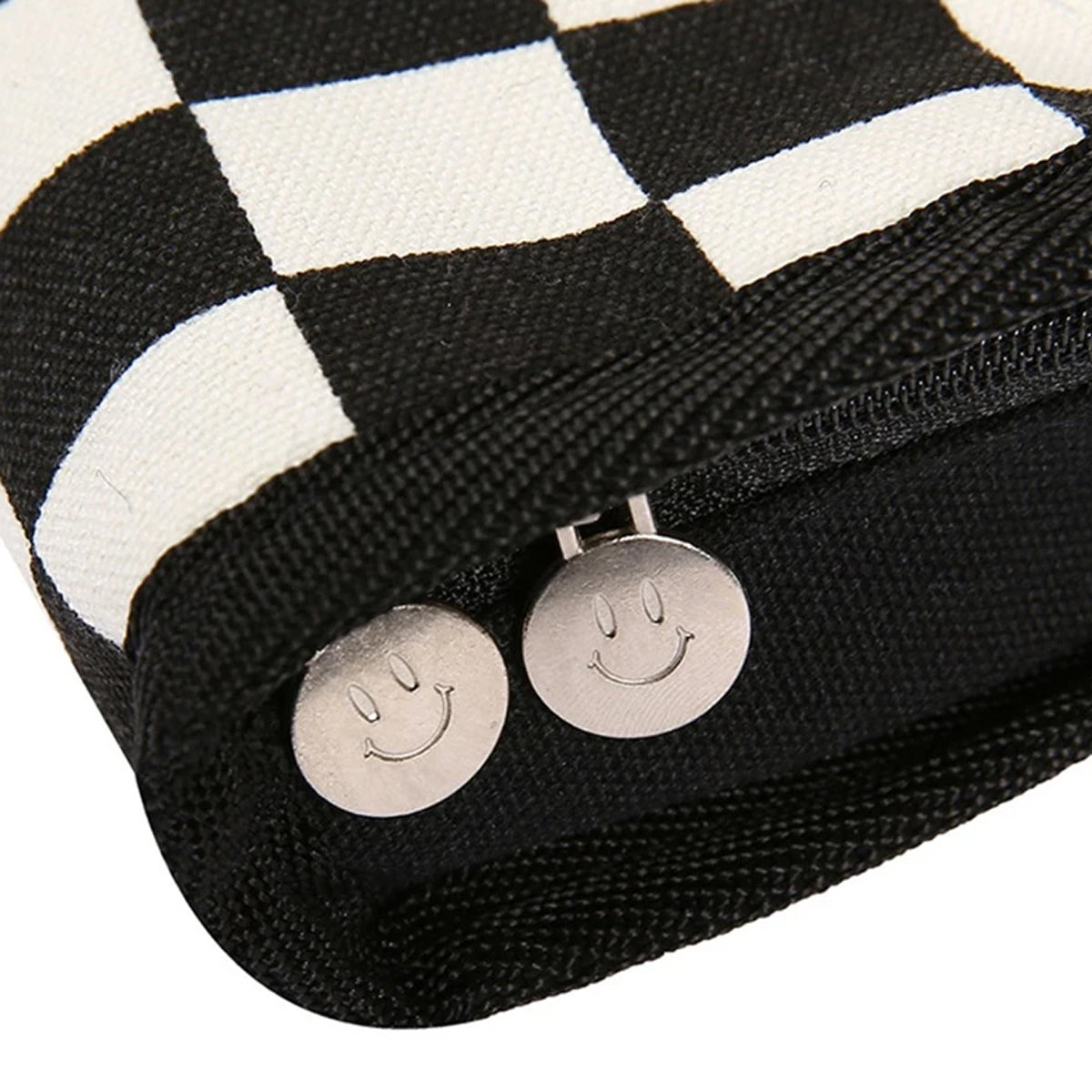 2 Pcs Checkerboard Pencil Case Set Canvas Large Capacity