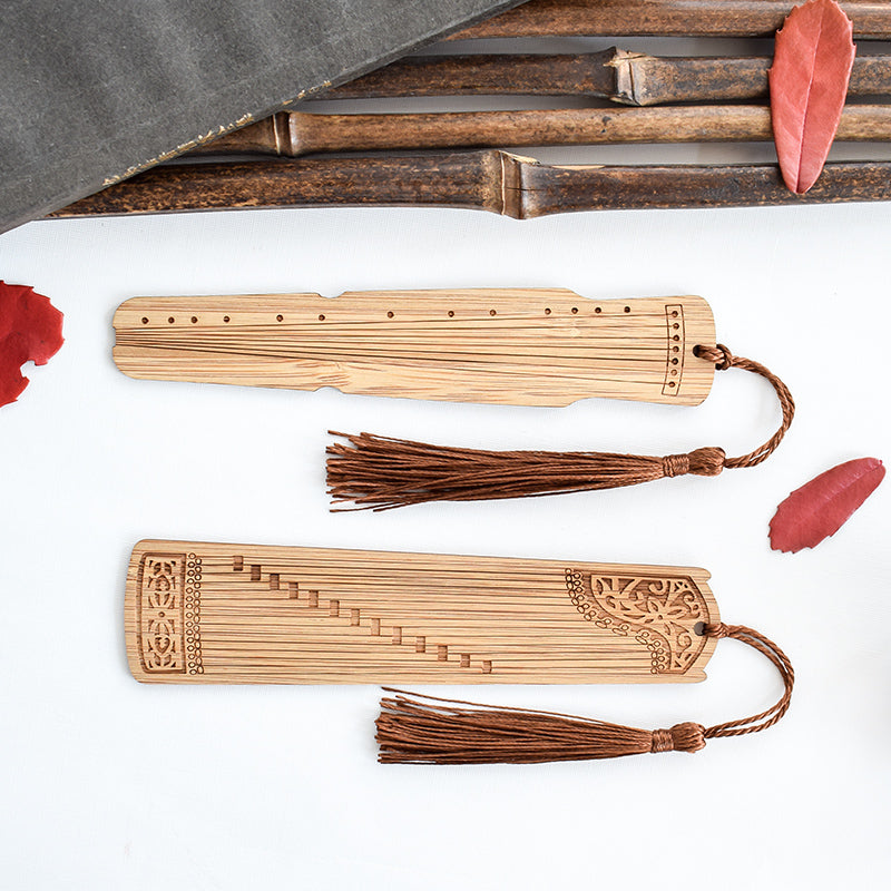 Bamboo Bookmark Chinese Style Instrument and Fan Shape