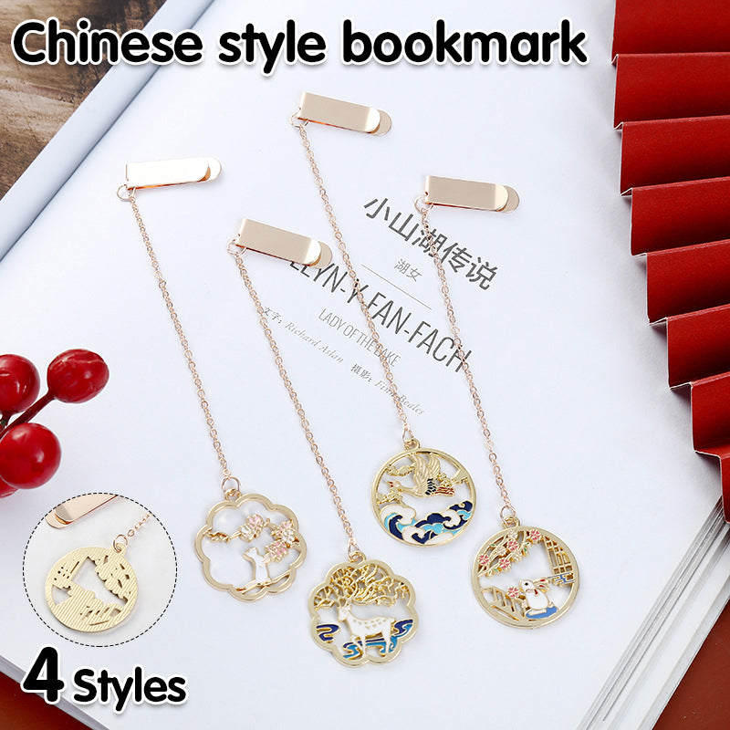 Metal Rabbit Bookmark with Tassel Pendant Retro Clip