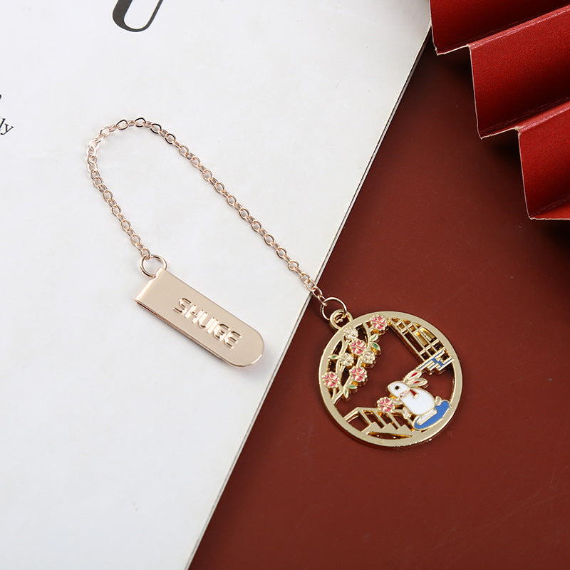 Metal Rabbit Bookmark with Tassel Pendant Retro Clip