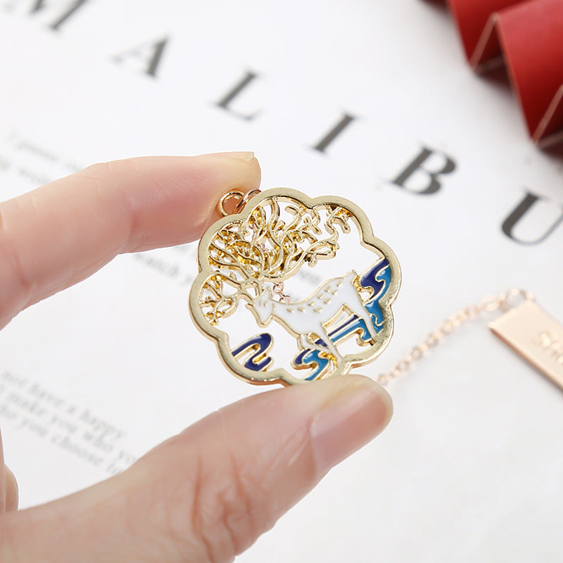 Metal Rabbit Bookmark with Tassel Pendant Retro Clip