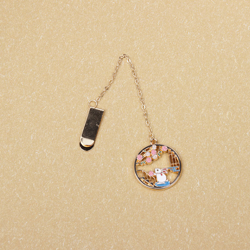Metal Rabbit Bookmark with Tassel Pendant Retro Clip