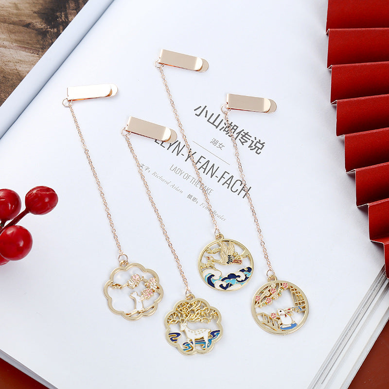 Metal Rabbit Bookmark with Tassel Pendant Retro Clip