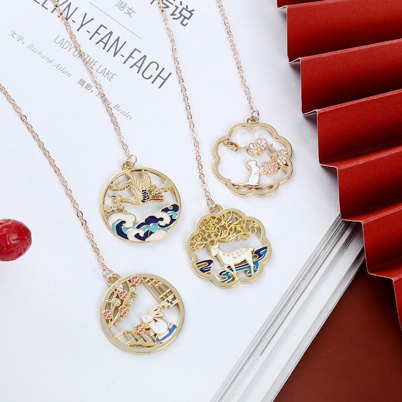 Metal Rabbit Bookmark with Tassel Pendant Retro Clip