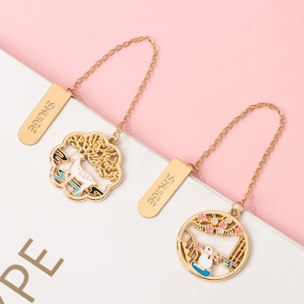 Metal Rabbit Bookmark with Tassel Pendant Retro Clip