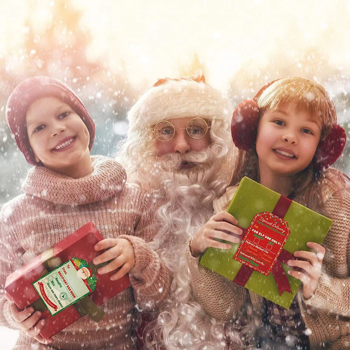 2 Rolls Christmas Stickers Labels Festive Santa Multicolour